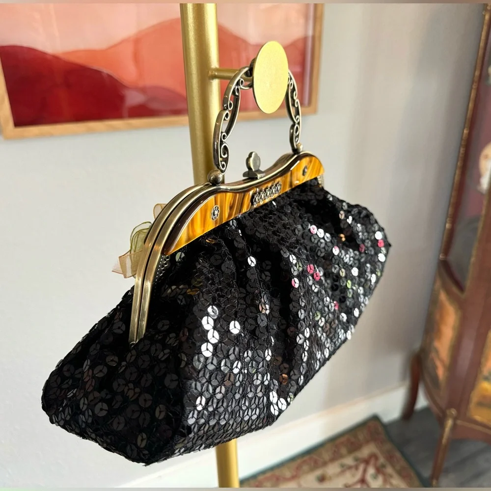 Vintage Sequined Floral Handbag